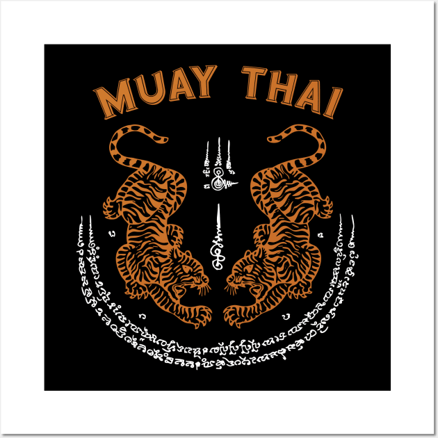 Muay Thai Kickboxing Thailand Sak Yant Tattoo T-Shirt Wall Art by VintCam